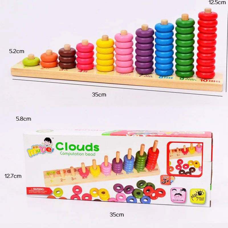 Kids toys Montessori 10 Level Clouds Computation Beads Wood Math Toy Educational Baby Toys Give your child a birthday present | Игрушки и