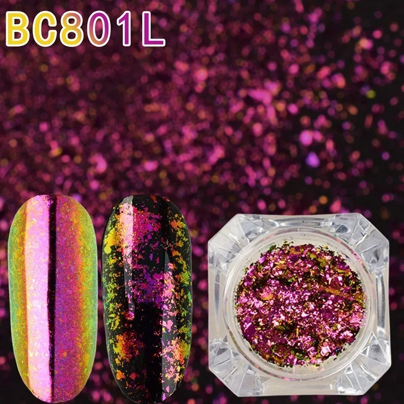 BEAUTYBIGBANG блеск для ногтей порошок эффект чешуйки блестки зеркало хром пигмент Блестки для ногтей Хамелеон дизайн ногтей - Цвет: 1A
