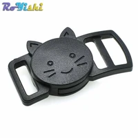 10pcspack 3810mm plastic curved cat head safty breakaway buckle black cat collar paracord webbing apparel accessories