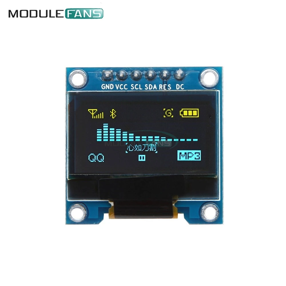0 96 дюймов 6Pin 12864 SPI интерфейс межсоединений интегральных схем I2C OLED цвет желтый
