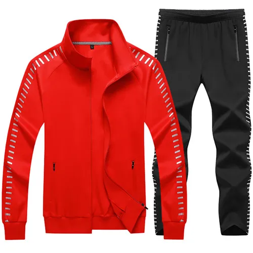 red Новые спортивные костюмы, мужской комплект, верхняя одежда, толстовки+ штаны, костюм, Весенняя толстовка, спортивная одежда, набор, Мужская толстовка, спортивные костюмы - Цвет: red