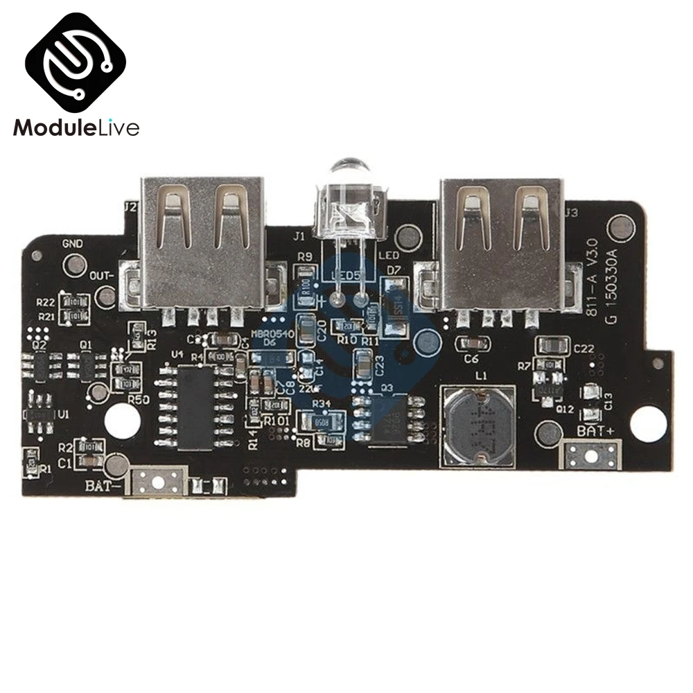 5V 2A 5V 1A 2A power Bank зарядное устройство Модуль повышающий источник питания печатная плата для зарядного устройства печатная плата двойной USB с выходом светодиодный светильник - Цвет: 5V 2A