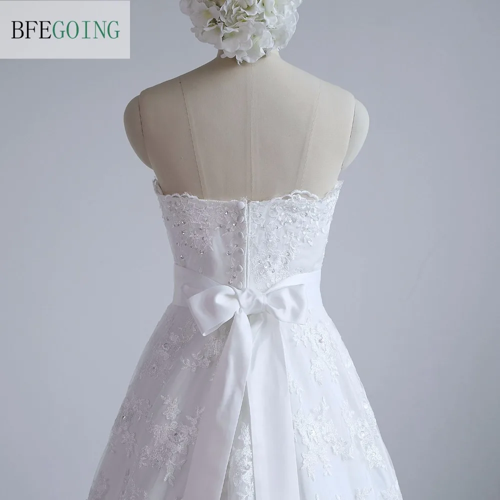 Лидер продаж белое кружевное свадебное платье А-силуэта съемный атласный пояс с