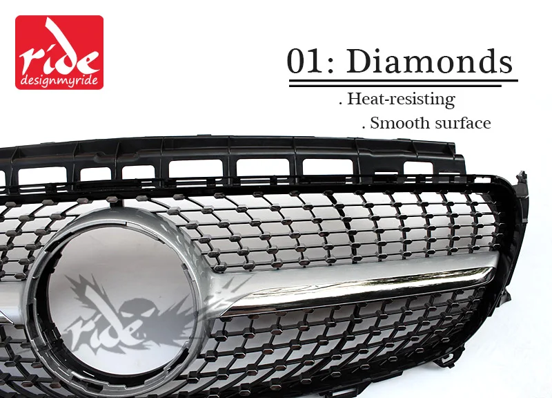 For MercedesMB W213 Sports Diamond Front Grille Without emblem E-Class E200 E250 E300 no camera hole ABS Silver 16+ | Автомобили и