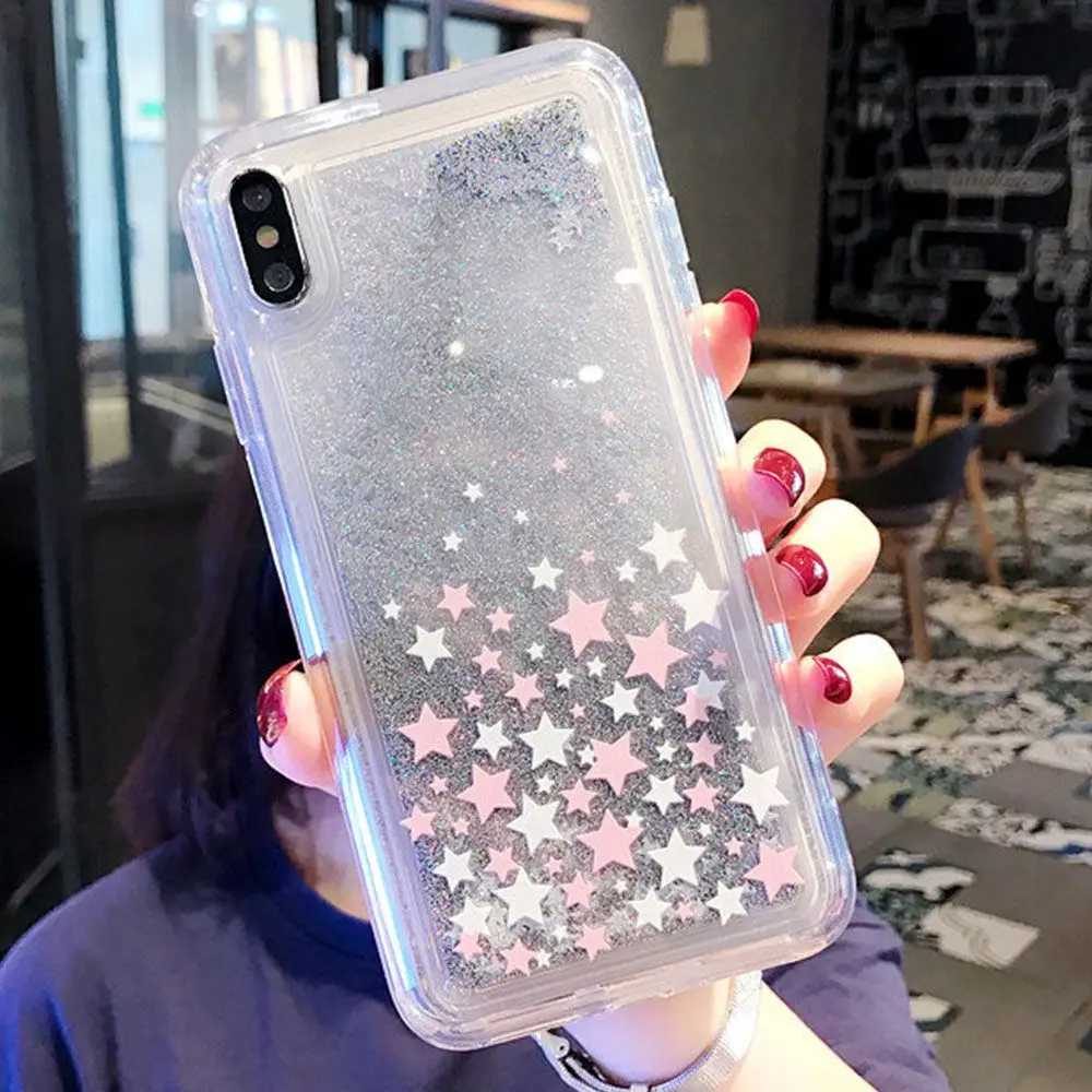 Чехол для телефона KISSCASE Quicksand Liquid iPhone 7 8 Plus X XS MAX XR Love Heart Stars чехлы 6 6S |