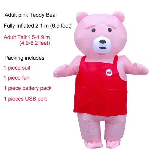 Adult Pink Bear JYZCOS Взрослый плюшевый медведь надувной костюм животное косплей плюшевый медведь талисман Хэллоуин костюм нарядное платье костюм для мужчин и женщин - Цвет: Adult Pink Bear