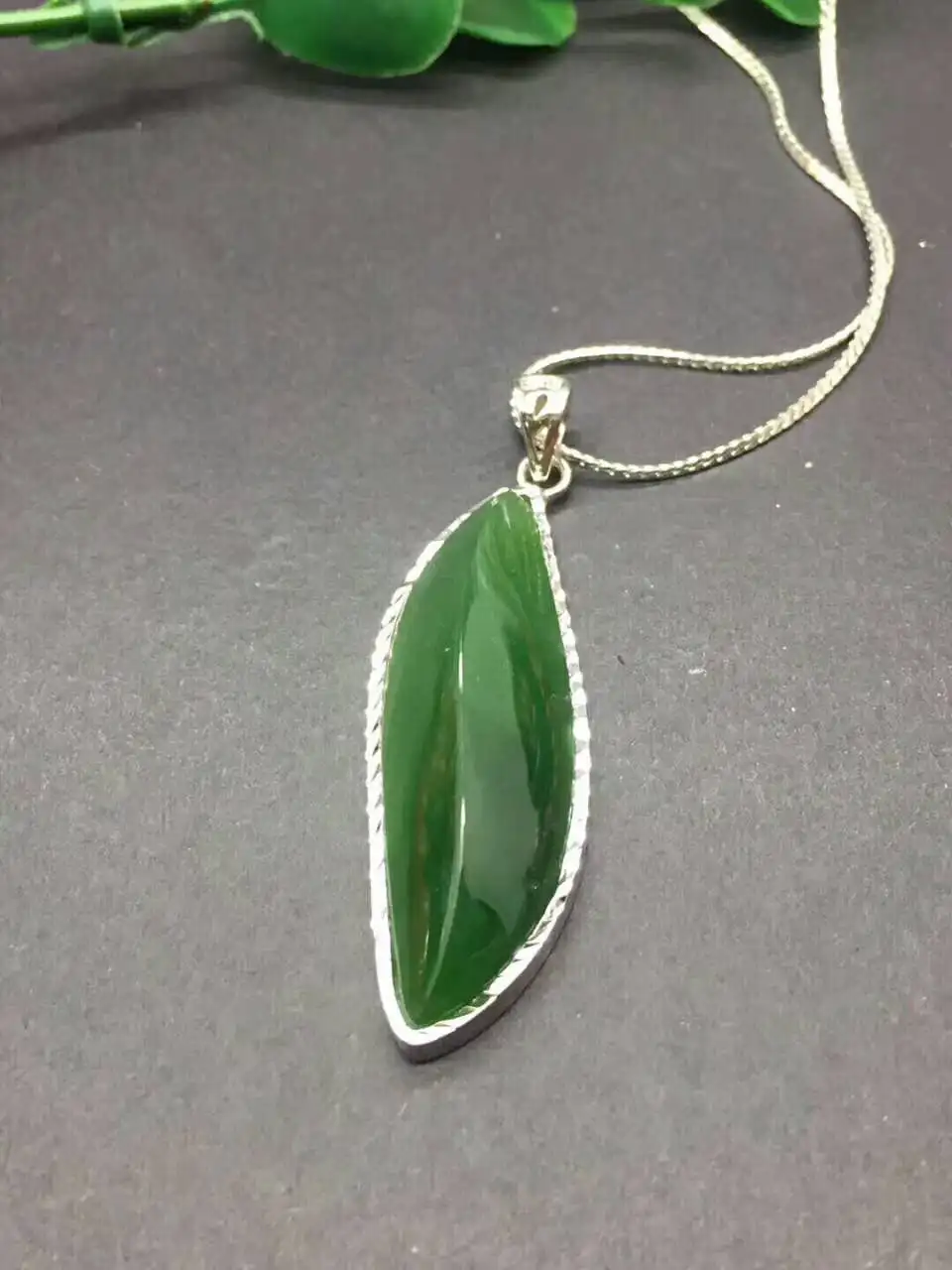 

Natural Genuine S925 silver and nephrite Jasper Pendant Pendant