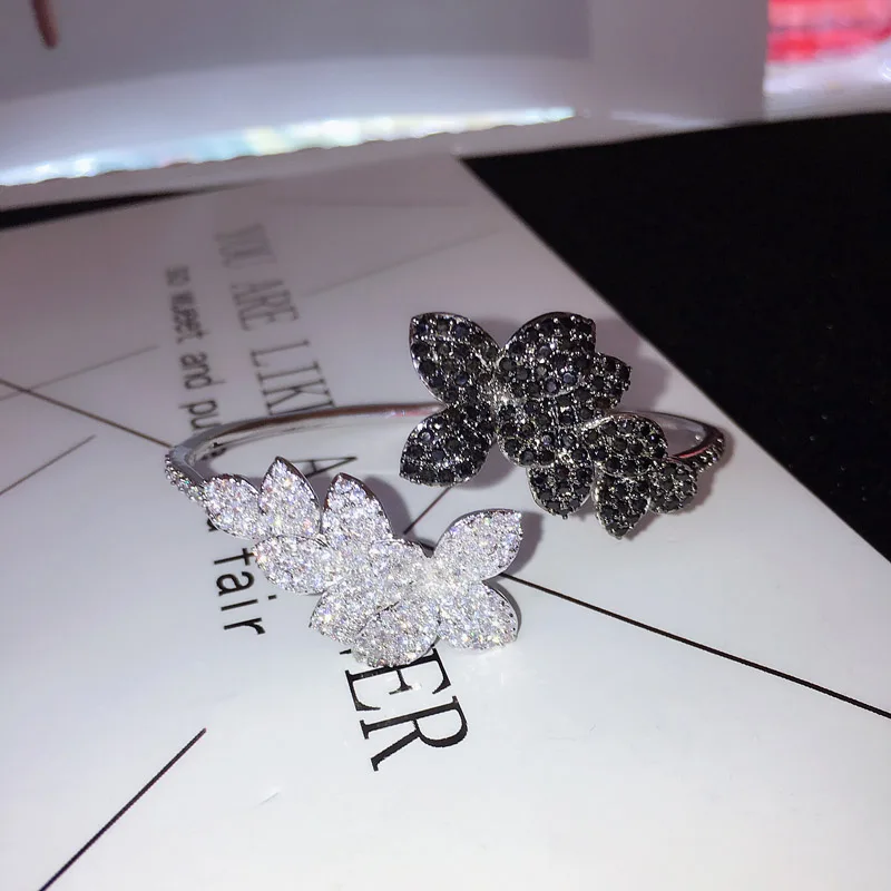 

Be 8 New Fashion AAA Cubic Zirconia Leaf Flower Design Bangle Micro Pave Bracelets , Fashion Jewelrys for Woman B106