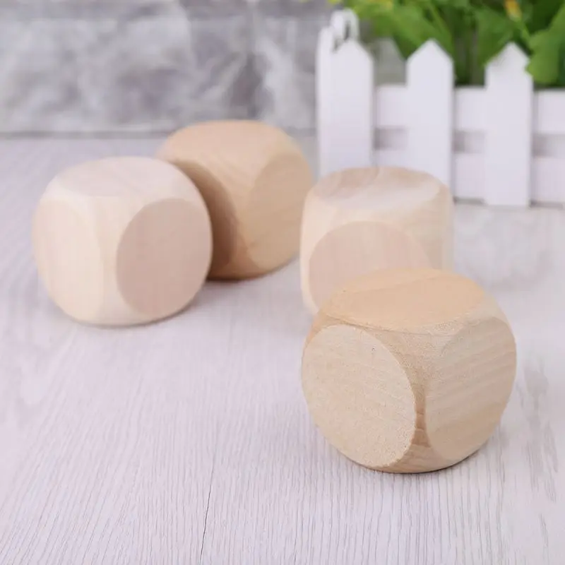 OOTDTY 5 см 6 стороннее пустое дерево игральные кости Вечерние игры для семьи DIY