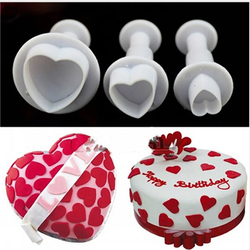 Высокое качество 3 шт./компл. Сердце Торт Сахар Sugarcraft Плунжер резак печенья Diy