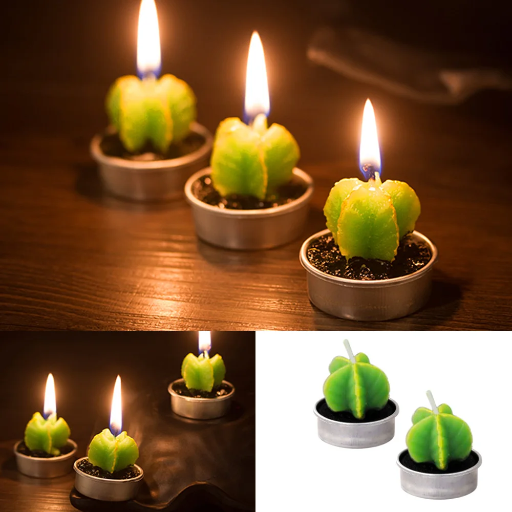 Behogar 6 шт. ручной работы нежный декоративные велаш свечи в форме кактуса Tealight