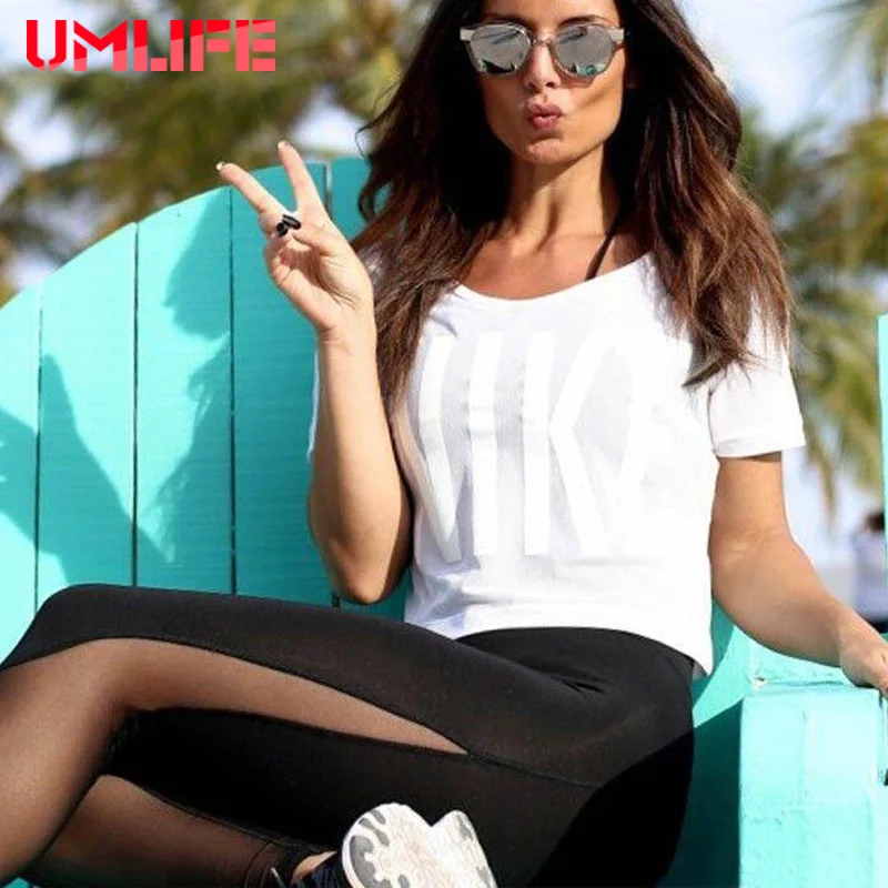 Женские леггинсы для фитнеса UMLIFE лоскутные сетчатые гетры с высокой талией