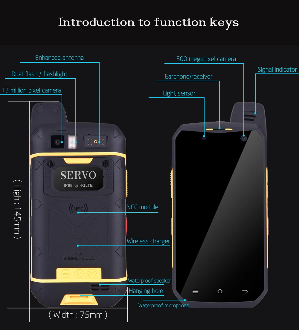 SERVO смартфон 4," MTK6755 Восьмиядерный rom 64 Гб 4G LTE 13 МП 5000 мАч поддержка мобильного телефона Беспроводная рация IP68