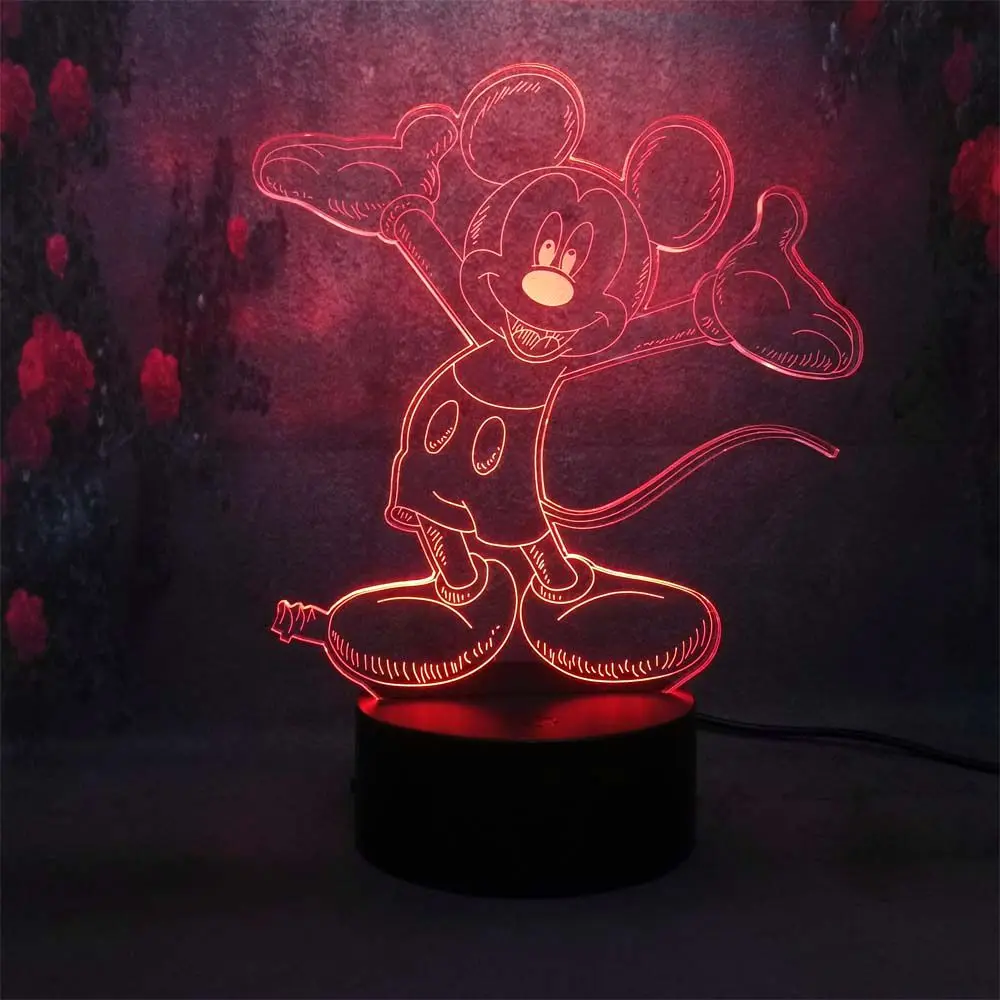 Amroe супер милый Микки Маус Несколько атрибутов 3D Светодиодная лампа домашний декор для вечеринки вспышка