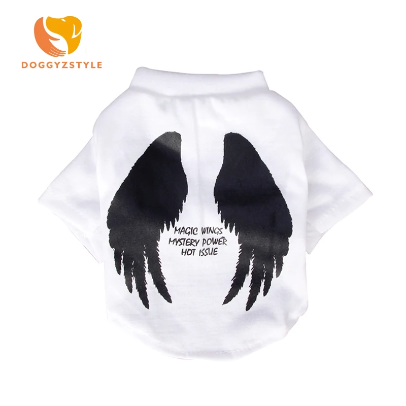 Летняя футболка для питомцев собак кошек белая одежда с принтом ангела маленьких