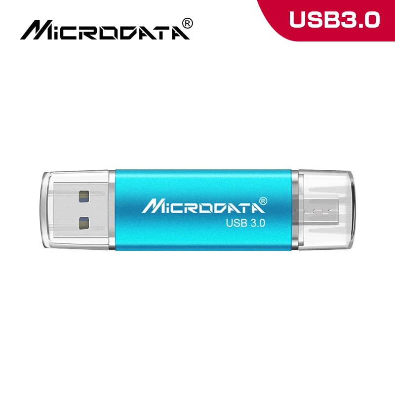 High Speed USB 3.0 OTG USB Flash Drive 128gb 64gb metal otg pendrive 32gb 16gb memoria usb stick U Disk flash drive for phone - Цвет: Sky Blue