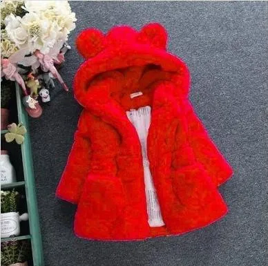 Новая зимняя одежда для маленьких девочек флисовое пальто с искусственным мехом