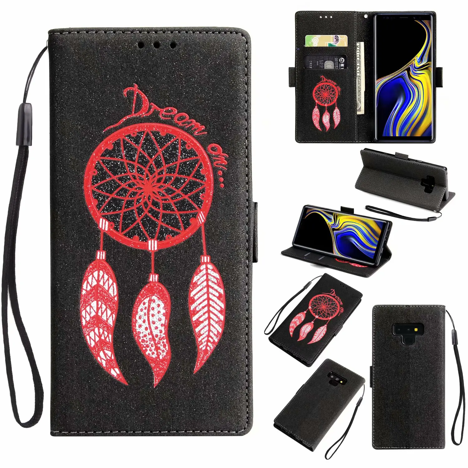 Кожаный чехол-книжка Wind Chimes для samsung Galaxy Note 9 8 S9 S8 Plus S7 S6 Edge IPhone X XR XS MAX 7 6