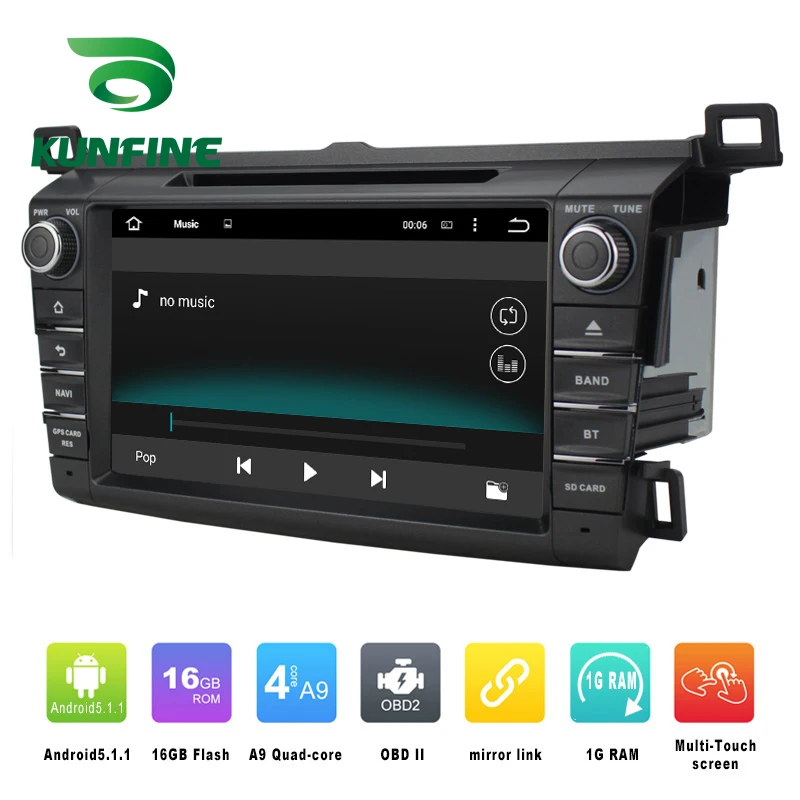 4 ядра 1024*600 Android 5.1 автомобильный DVD GPS навигации игрока стерео для Toyota RAV4 2013-2016