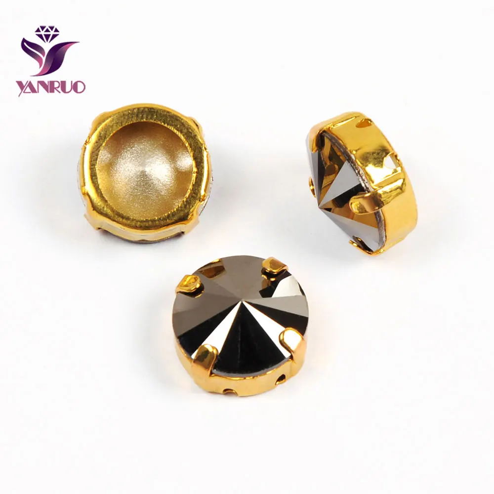 Hematite Gold Claw YANRUO 1122 модные Rivoli Камни коготь Установка Стразы Pointack Алмазный страз одежда для шитья искусство рукоделие - Цвет: Hematite Gold Claw