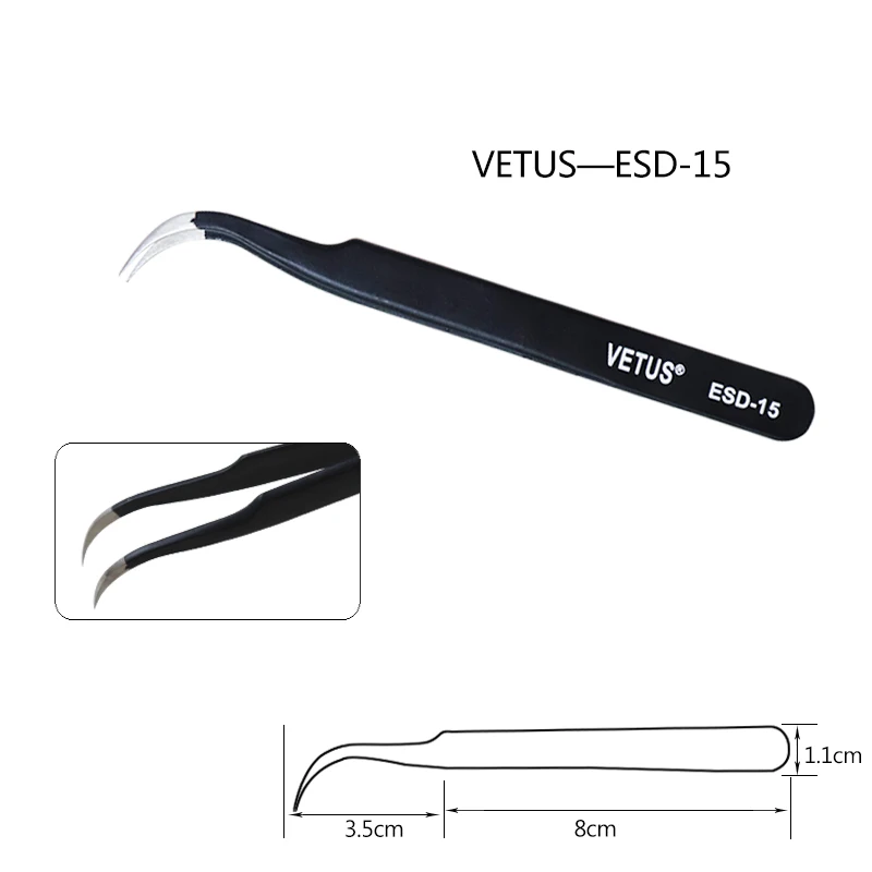 5 шт. пинцеты vetus оригинальные антистатические из нержавеющей стали ESD 10 11 12 13 14 15 16