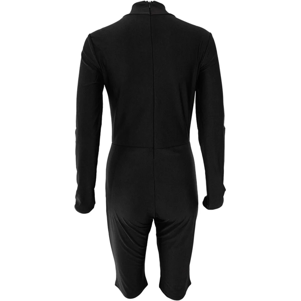 Повседневный Женский цельный комбинезон с длинным рукавом водолазка Облегающий