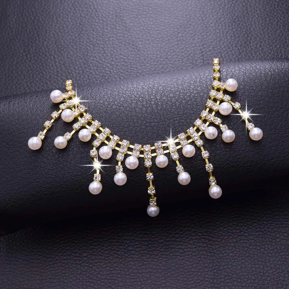 Сделай Сам 30 шт. кисточки жемчуг Стекло Стразы платье ожерелье нашивки