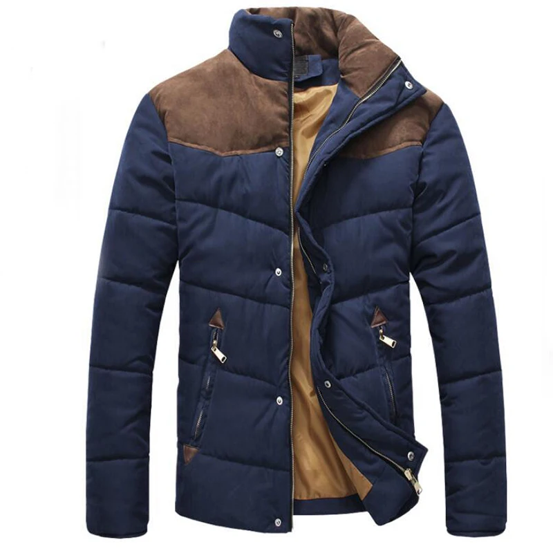 Vantiorango Men Coat New Winter Fashion Thick Stand Collar Pockets Chains Patchwork 3 Colors Overcoat LTT00080 | Мужская одежда