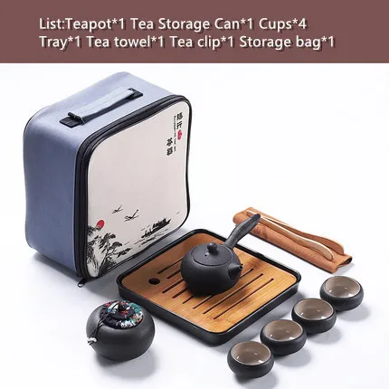 13 Style Tea Set Открытый портативный дорожный чайный набор, черный керамический чайник кунг-фу, чайные чашки, домашний керамический чайный набор для хранения, поддержка логотипа на заказ - Цвет: 13 Style Tea Set