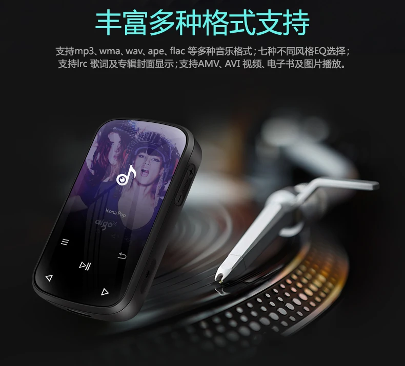 Новейшая модель; обновленная версия AIGO MP3-107PRO Bluetooth 4,2 сенсорный экран музыкальный плейер Волкман мини MP3 плеер с спортивный зажим