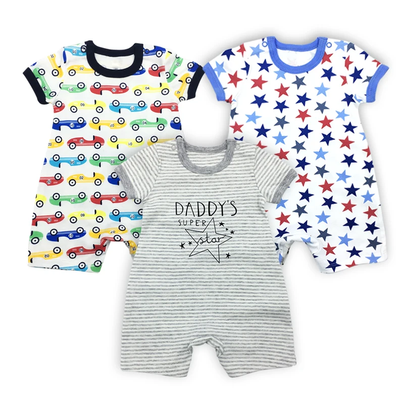 3pcs/1lot New baby rompers Newborn Infant Baby Boy Girl Summer clothes Cute Cartoon Printed Romper Jumpsuit Climbing Clothes | Детская
