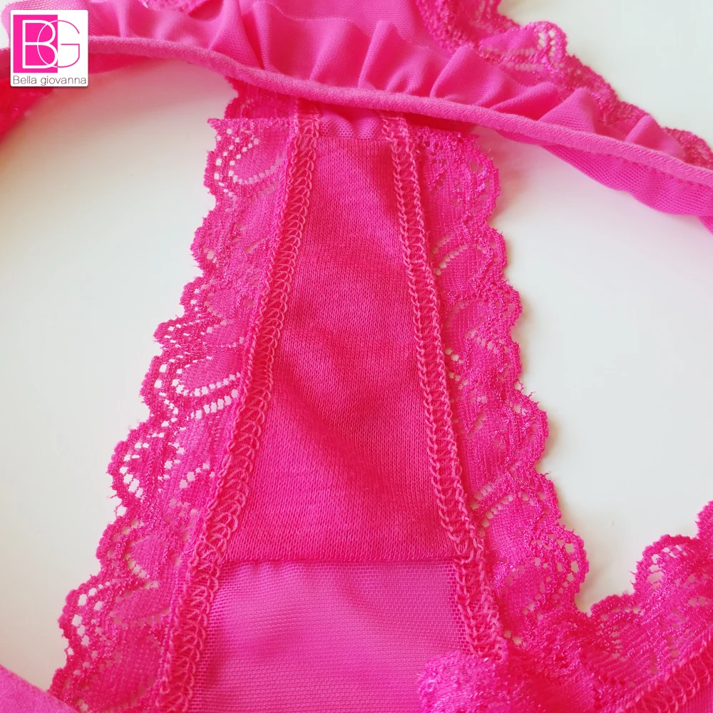 Трусики женские дышащие прозрачные сетчатые с оборками 1504