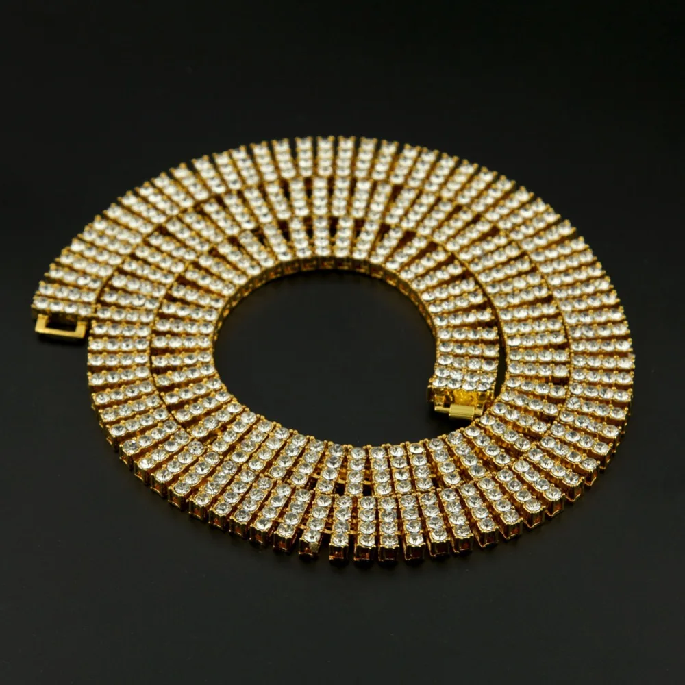 ARMNVNV New Arrival Gold Silver Black Colors 4 ROWS Iced Out Lab Rhinestones Tennis Hip Hop Necklace High Quality For Men | Украшения и
