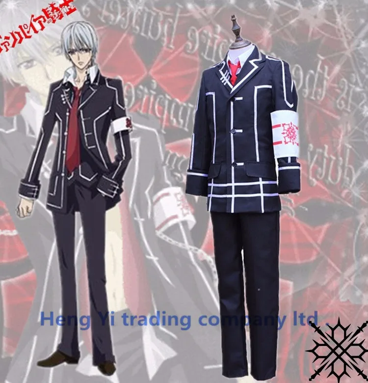 

Vampire Knight Kiryu Zero Cosplay Costumes Japan Anime School Uniform Coat Pants Vest Tie Armband 5PCS Set Halloween Costumes