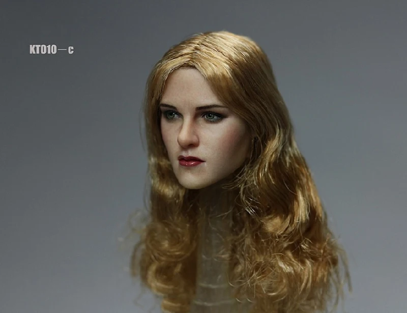 

KT010-A/B/C 1/6 Scale Female Head Sculpt Model With Black/Gold Hair for 12'' lady Figures Body
