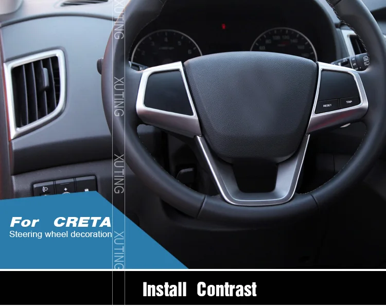 Vtear для hyundai creta ix25 хендай крета аксессуары для рулевого колеса автомобиля кнопки накладка рамка ABS хромированные накладки для салона ,автотовары
