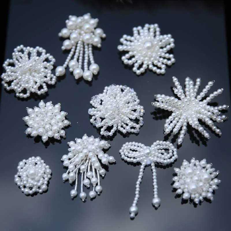 Нашивки со стразами и бисером ручной работы кролик слон пришитые жемчужные