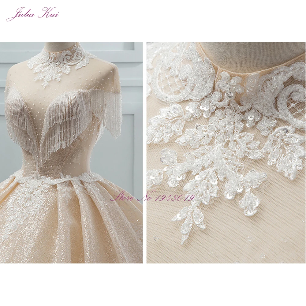 Julia Kui бальное платье с блестящей вышивкой и кисточками расшитое бисером высоким