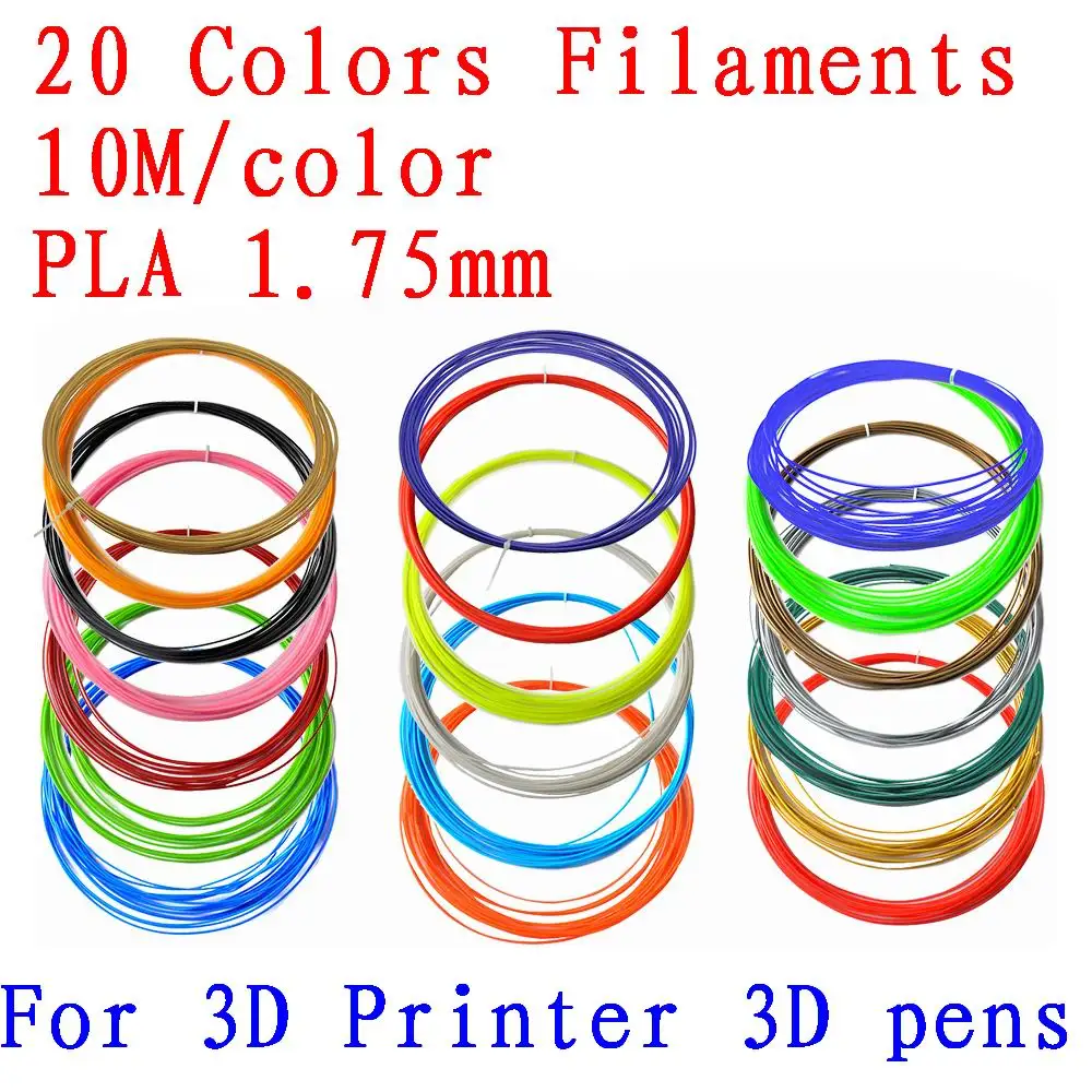 Нить для 3D принтера 10 м X 20 видов цветов (200 м) ABS 1 75 мм материал печати|3d printing