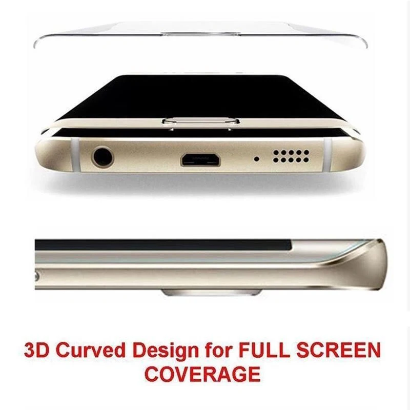 Screen Protector for Samsung Galaxy S6 Edge Curved Full Cover Protective Film Guard 9H Premium Tempered Glass | Мобильные телефоны
