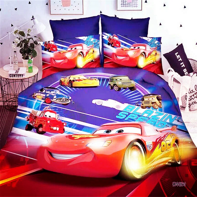 Комплект постельного белья Disney McQueen с машинками пододеяльники односпальный
