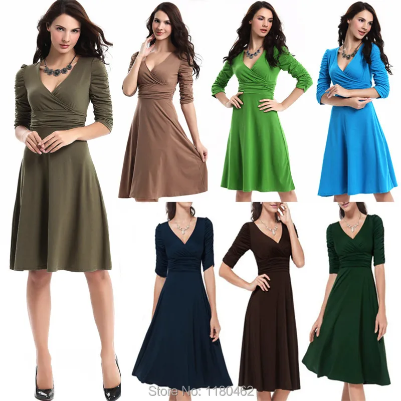 Элегантное тёплое женское платье с V шейным вырезом.Длина рукава - 1/2. | Женская