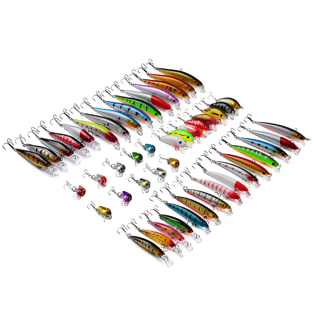

VISSEN 48Pcs/Set 340g Classic Fishing Bait Set Soft & Hard Fake Lure Fishing Cranks Trolling Wobblers Swimbait