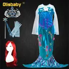 Детское фатиновое платье Ариэль, с длинным рукавом, для девочек, на Хэллоуин, косплей, Костюм Русалки