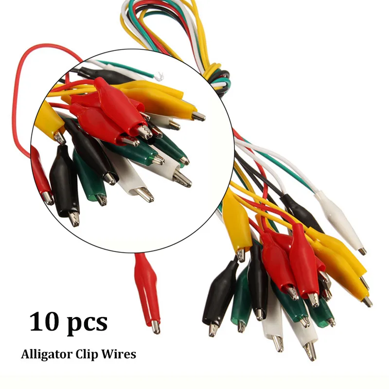 10x зажимы для аллигатора Тестовые провода Аллигатор двухсторонние крокодильей