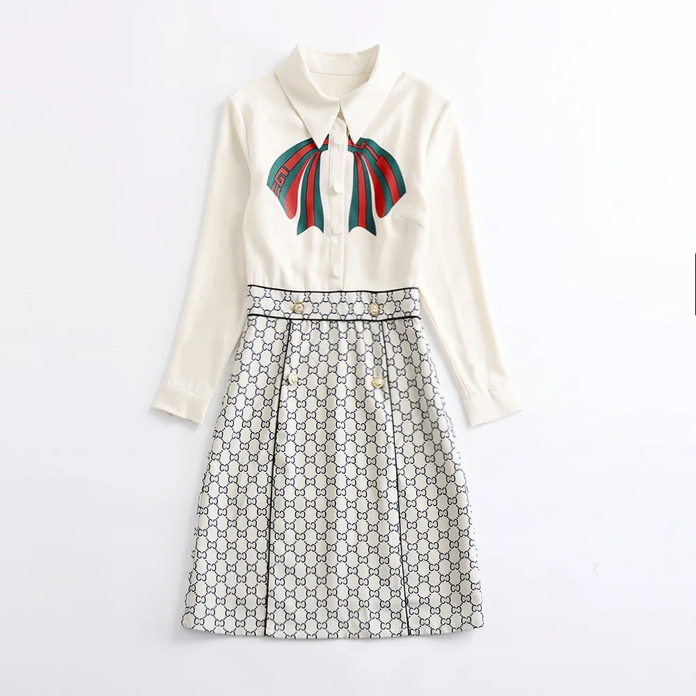 2018 с рисунком из кусков отложной воротник пуговицы одежда длинным рукавом для