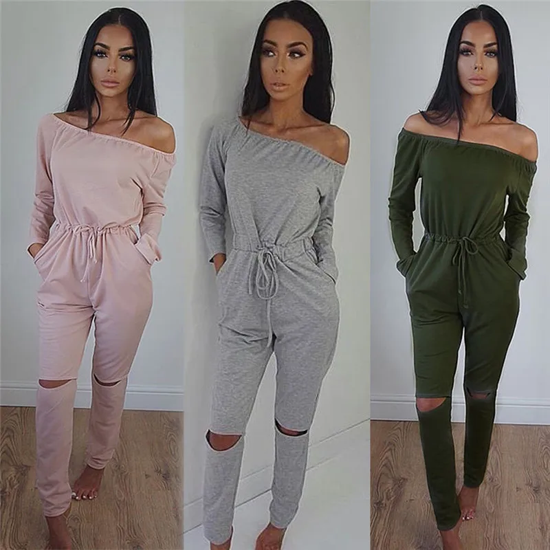 Сексуальный женский однотонный повседневный комбинезон с открытыми плечами и