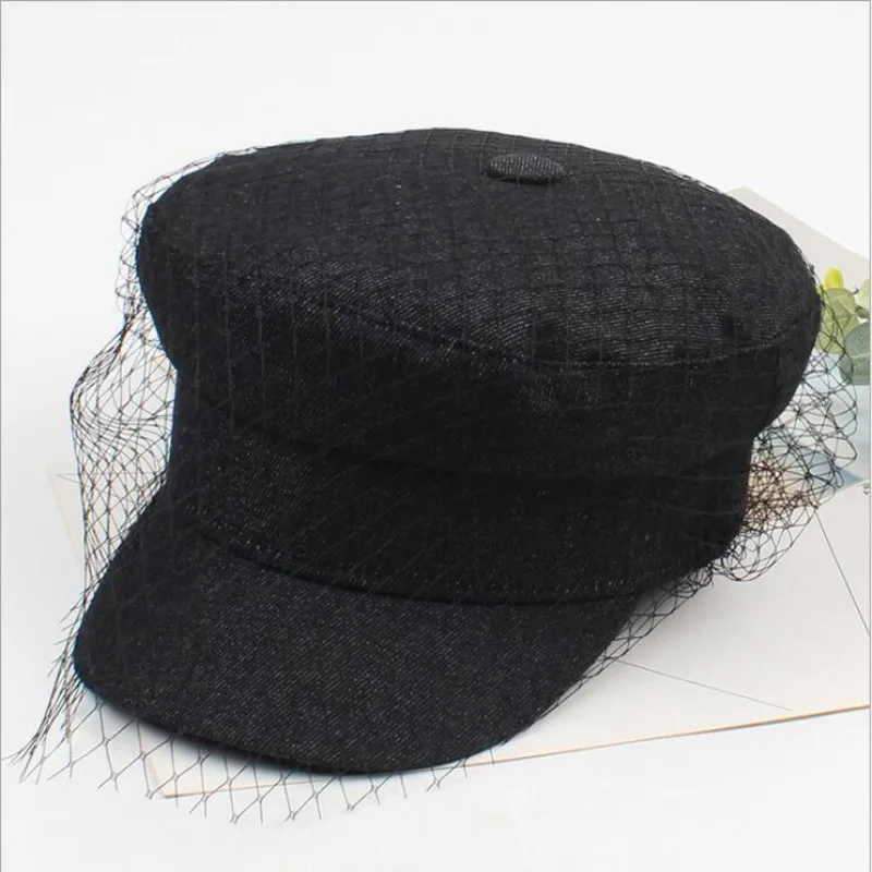 oZyc Autumn octagonal hats for women flat military baseball cap ladies solid caps women casual  Mesh denim berets hat gorra