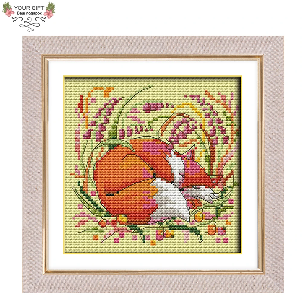 

Your Gift D980 14CT 11CT Counted and Stamped Home Decor Cartoon Fox Needlework Needlepoint Embroidery DIY Cross Stitch kits