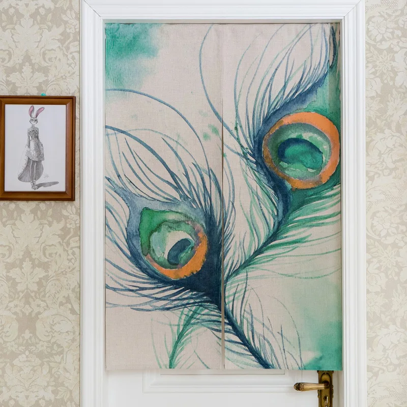 008 Japanese-style Plant Fabric Curtains Children's Study Partition Porch Curtains Kitchen and Bathroom Curtains - Color: 008